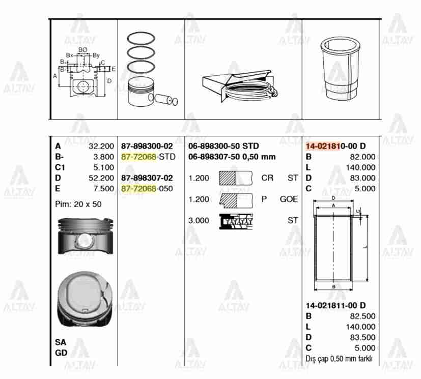 Toyota Corolla Piston Segman . - . OEM 06-898307-00